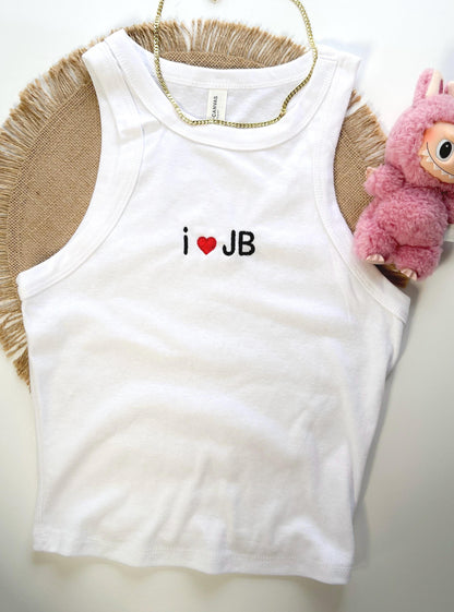 Custom I <3 BF Name Tank Top Personalized I Heart Boyfriend Name Shirt Embroidered Baby Tee Y2K Style Custom Girlfriend Gift Top Name Tank