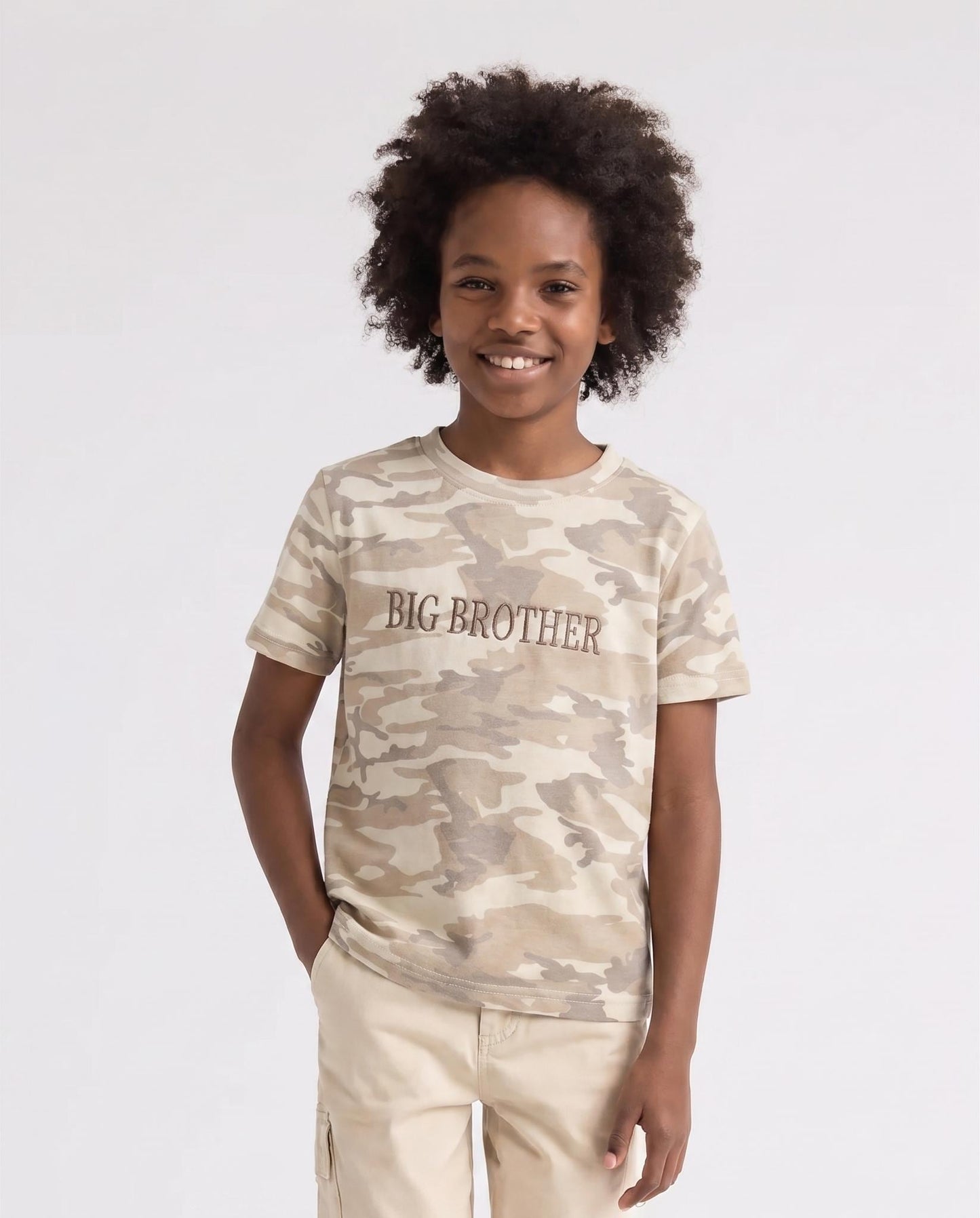 Big Brother Camo Shirt, Embroidered Kids Camo Tee, Personalized Toddler Name Shirt, Sibling Announcement Outfit, Custom Youth Shirt