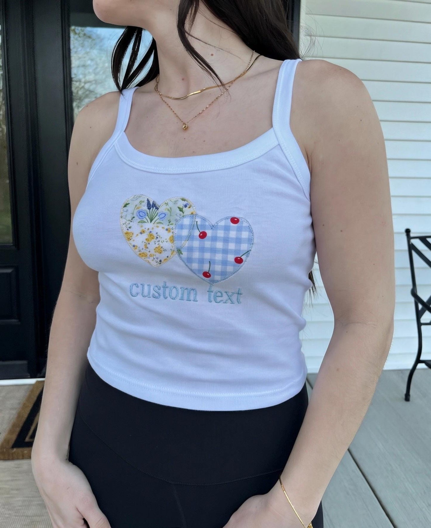 College Heart Patchwork Tank Custom Gift Senior Football Games College Merch Embroider Patchwork Tank Top Custom College Tank Sorority Tank