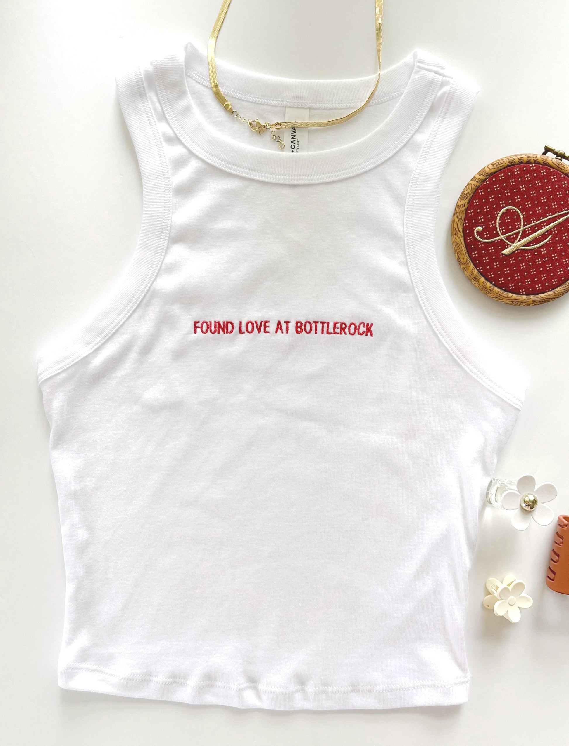 Dainty Text Embroidered Racerback Tank Top “If Lost Please Return To” Custom Tank Personalized Ribbed Tank Trendy Minimal Embroidery Top